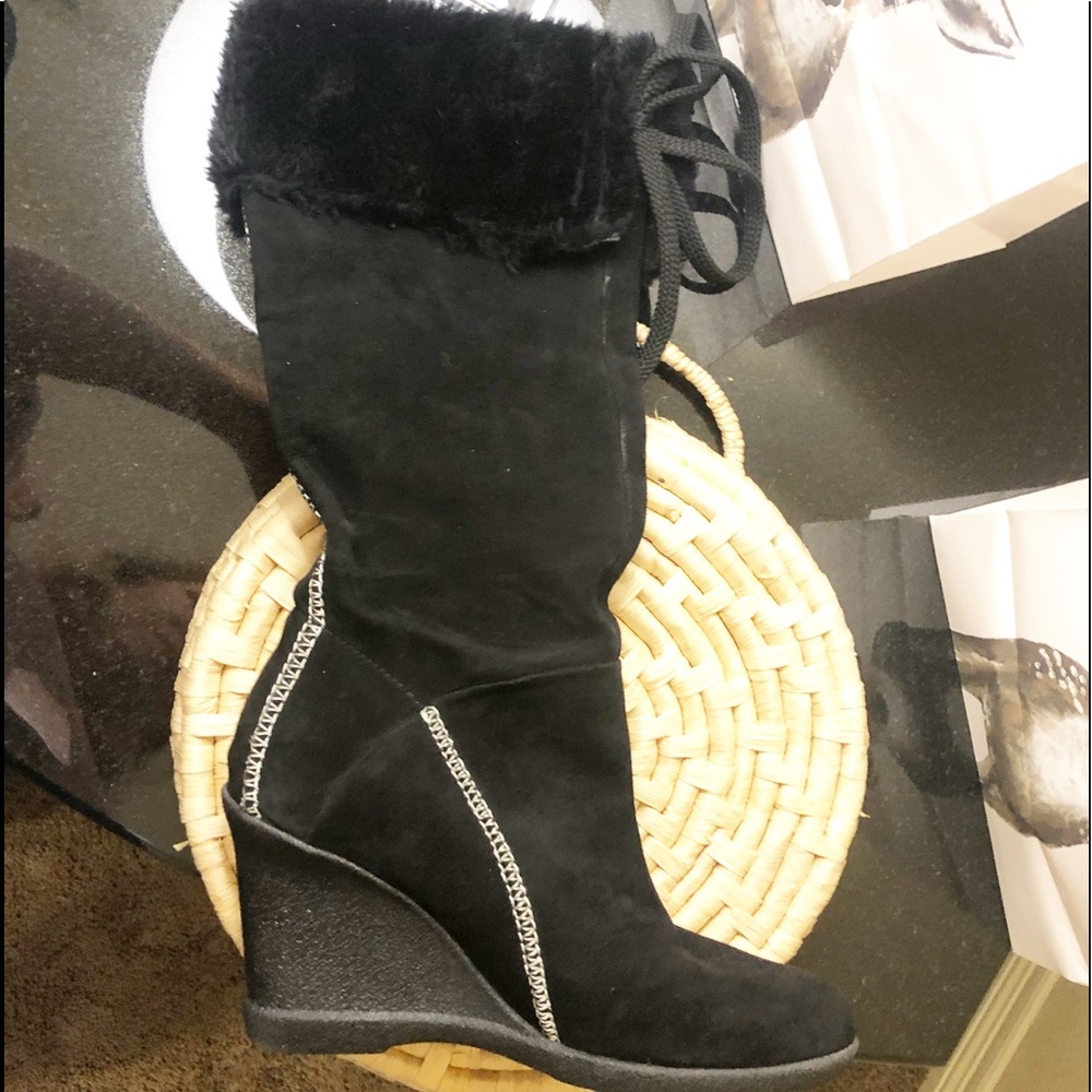 Nine Degrees Nine West Black Suede Boots size 6